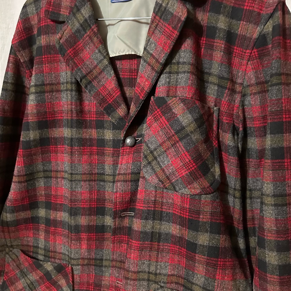 Pendleton Wool Blazer in Red and Black Plaid